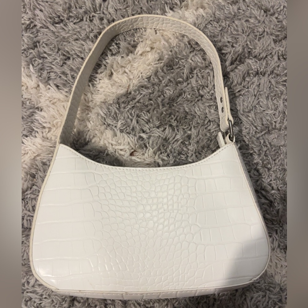 Urban Outfitters White Croc-Embossed Shoulder Bag